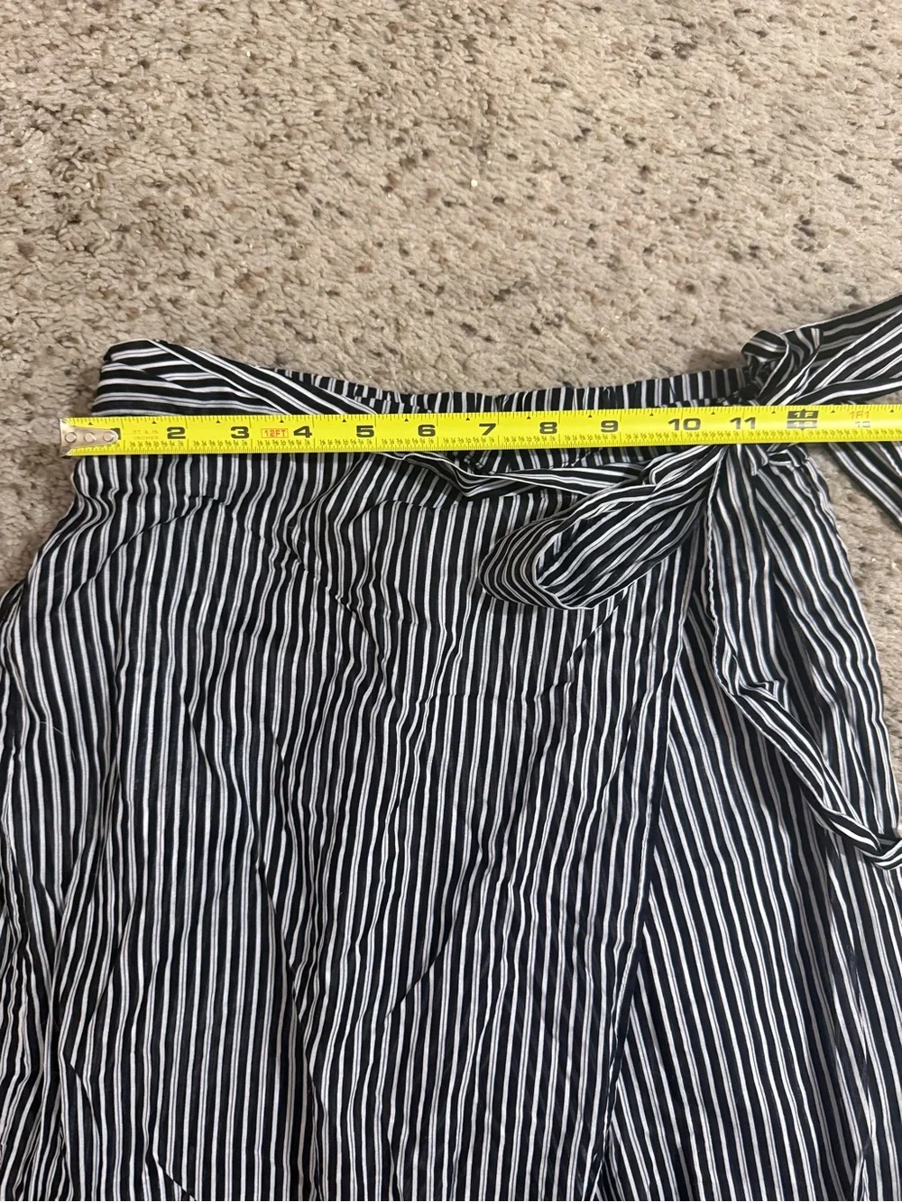 Zara Basic Striped High-Waist Wrap Pants